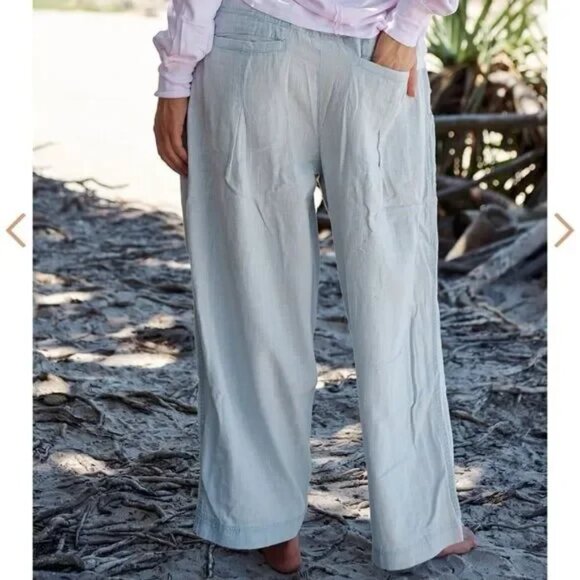 Free People Lotta Love Linen Trousers Pant Robins Egg Blue  NWT Size 0 - Picture 3 of 9